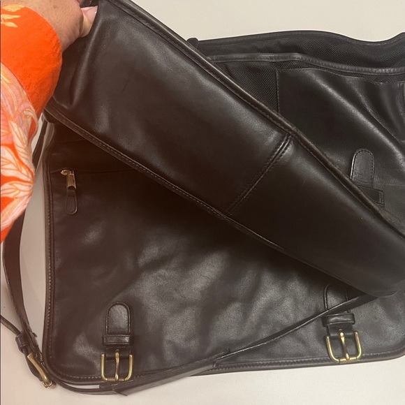 Coach Black Leather Briefcase w/ strap - vintage vibes brass metal /  preowned - Picture 11 of 14